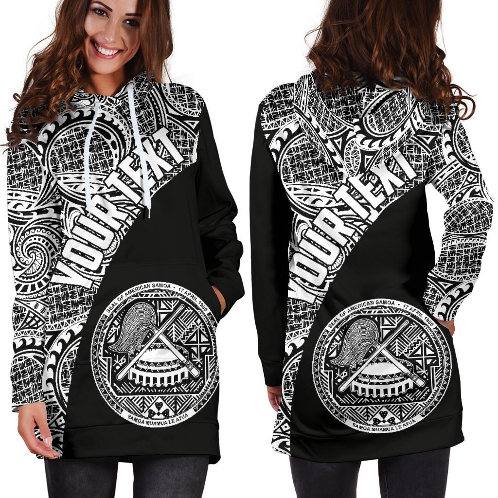 American Samoa Women's Hoodie Dress Coat Of Arms Polynesian Wave White (Custom) - Vibe Hoodie Shop