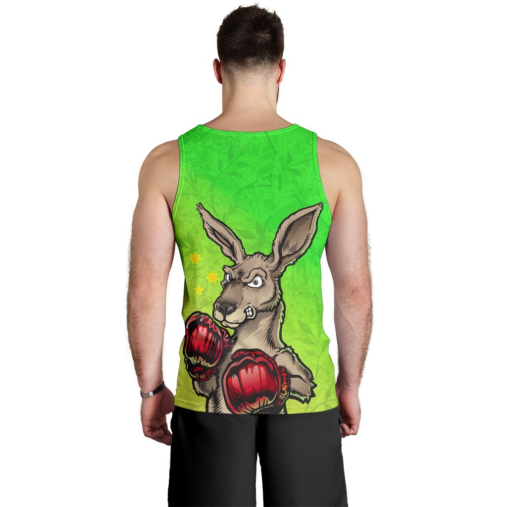 Men's Tank Top - Kangaroo Boxing Aussie Spirit (Green) - Vibe Hoodie Shop