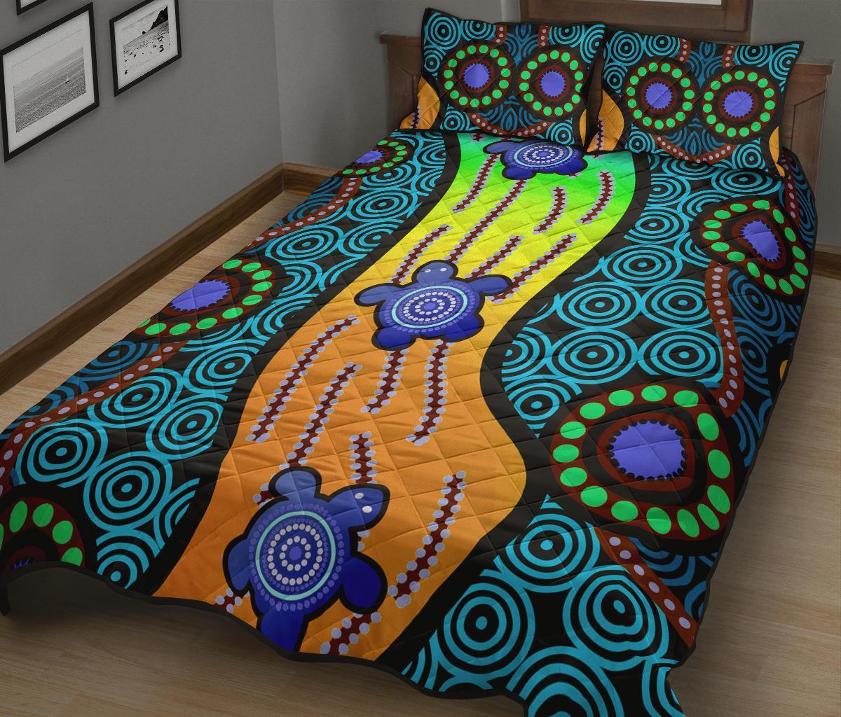 Quilt Bed Set - Aboriginal Turtle - Vibe Hoodie Shop