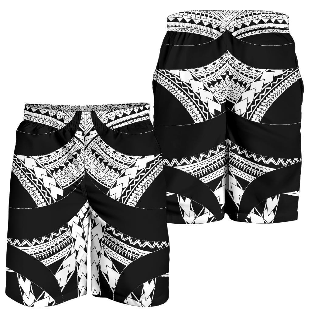 Samoan Tattoo All Over Print Men's Shorts White - Vibe Hoodie Shop