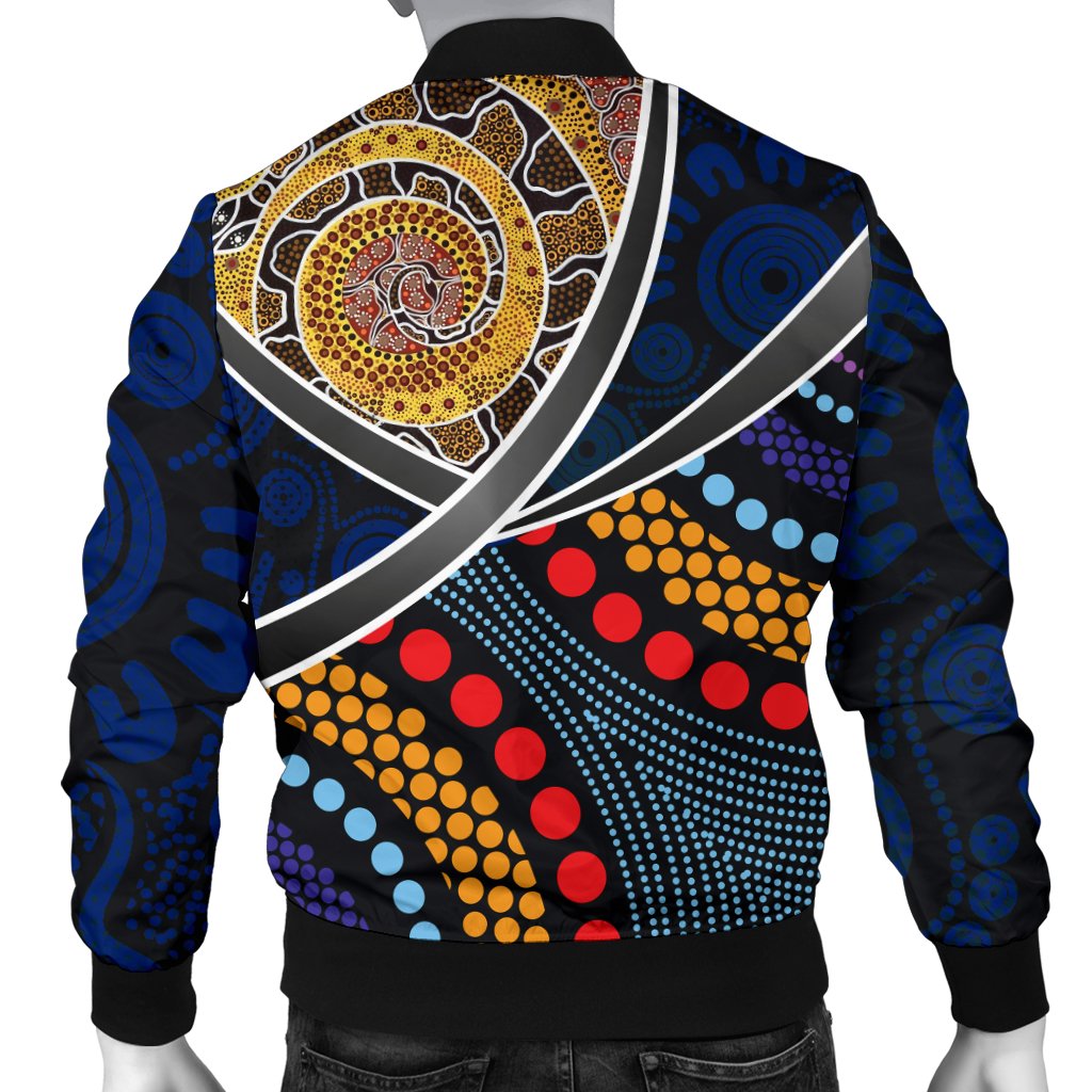 Australia Bomber Jacket - Aboriginal Dot Panting Art With Snake - Vibe Hoodie Shop
