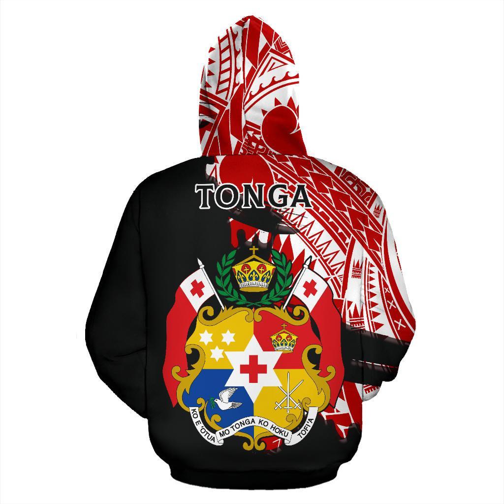 Tonga Coat Of Arms All Over Zip Hoodie Red - Vibe Hoodie Shop