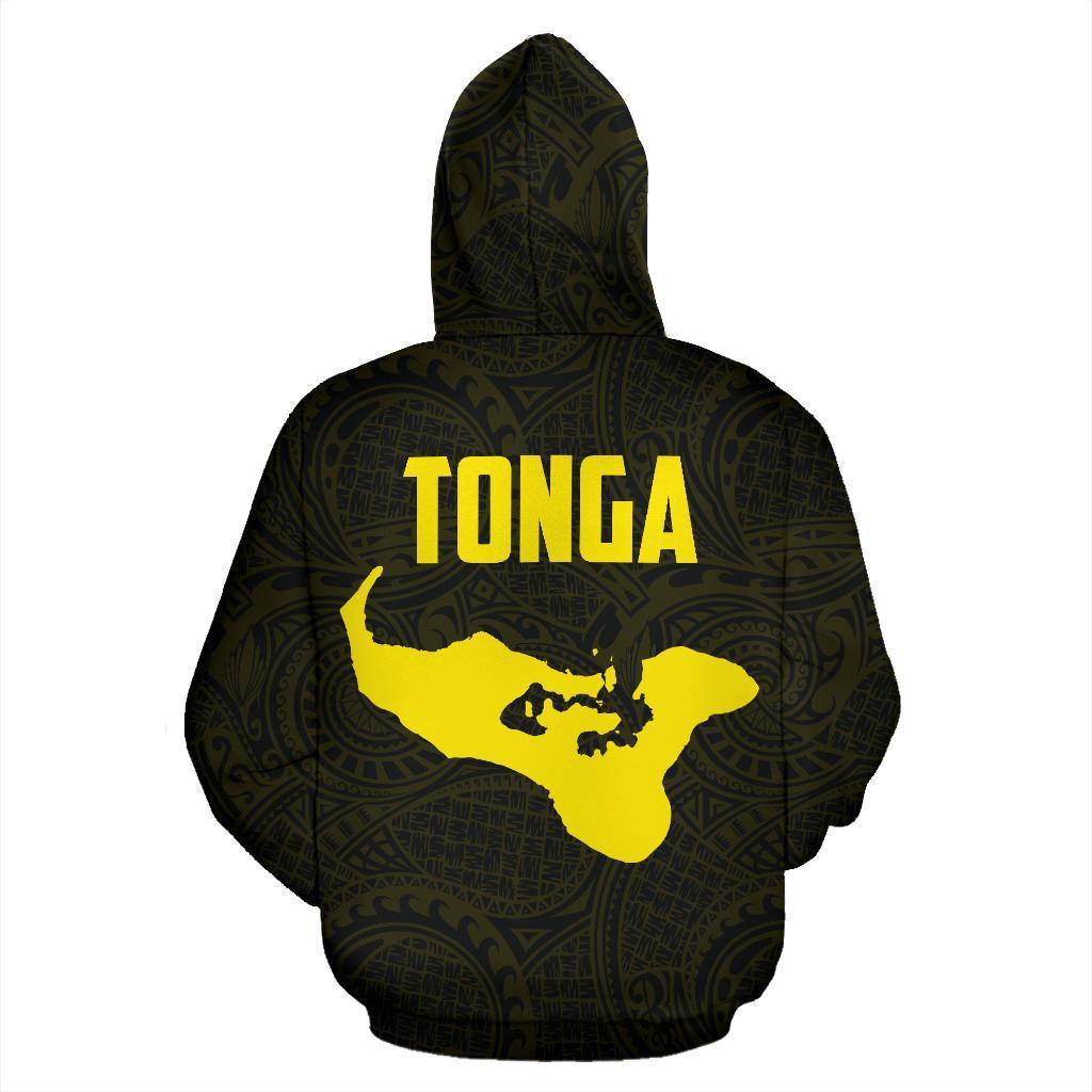 Zip Up Hoodie Tonga Polynesian Coat Of Arms In Turtle Map Yellow Zip - Up - Vibe Hoodie Shop