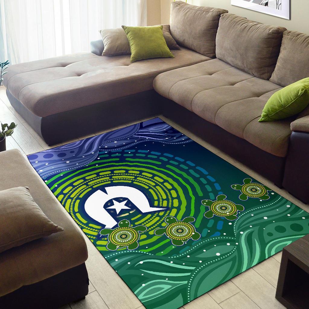 Torres Strait Islanders Area Rug - Aboriginal Turtle - Vibe Hoodie Shop