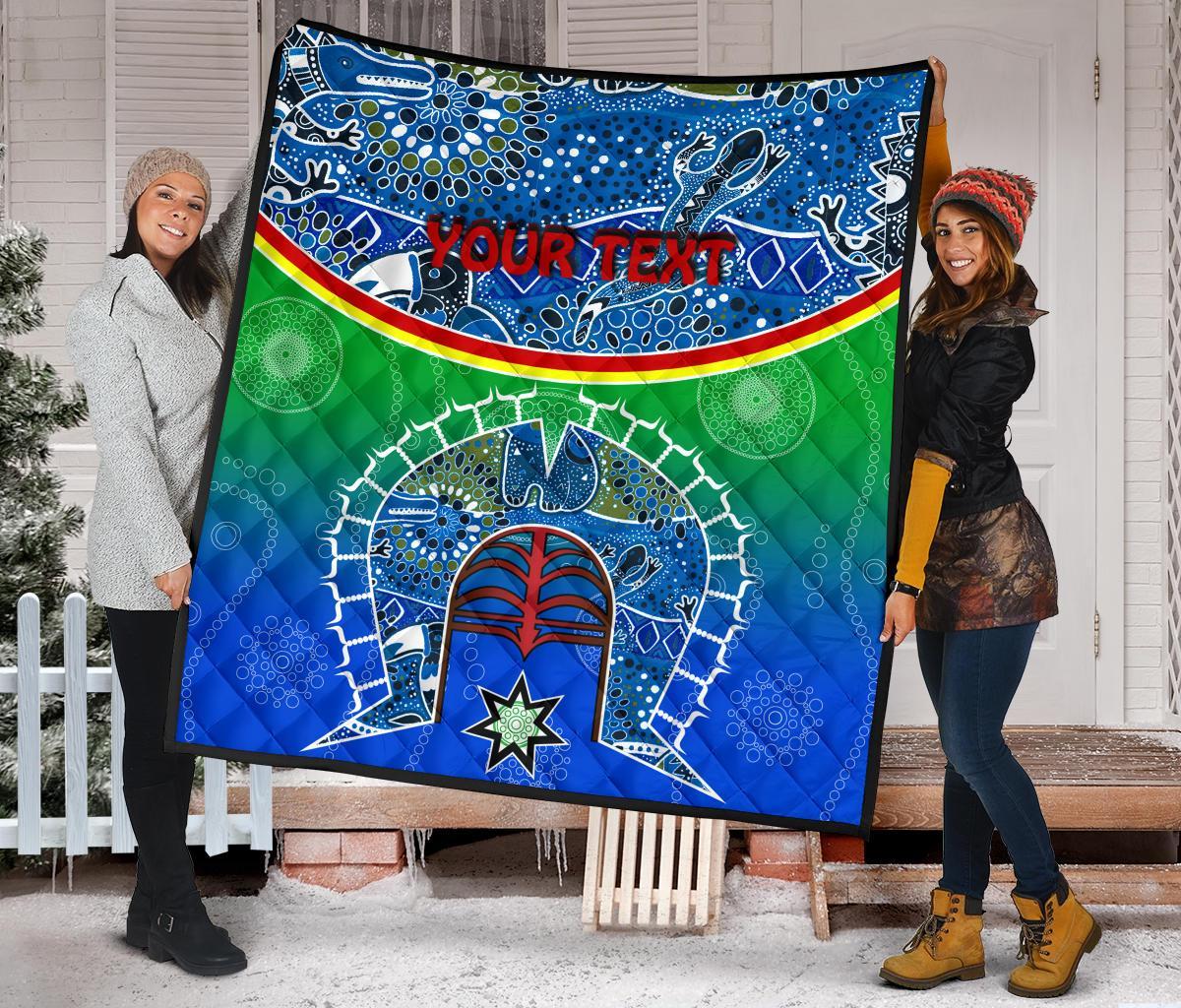 Personalised Premium Quilt - Torres Strait Symbol With Aboriginal Patterns - Vibe Hoodie Shop