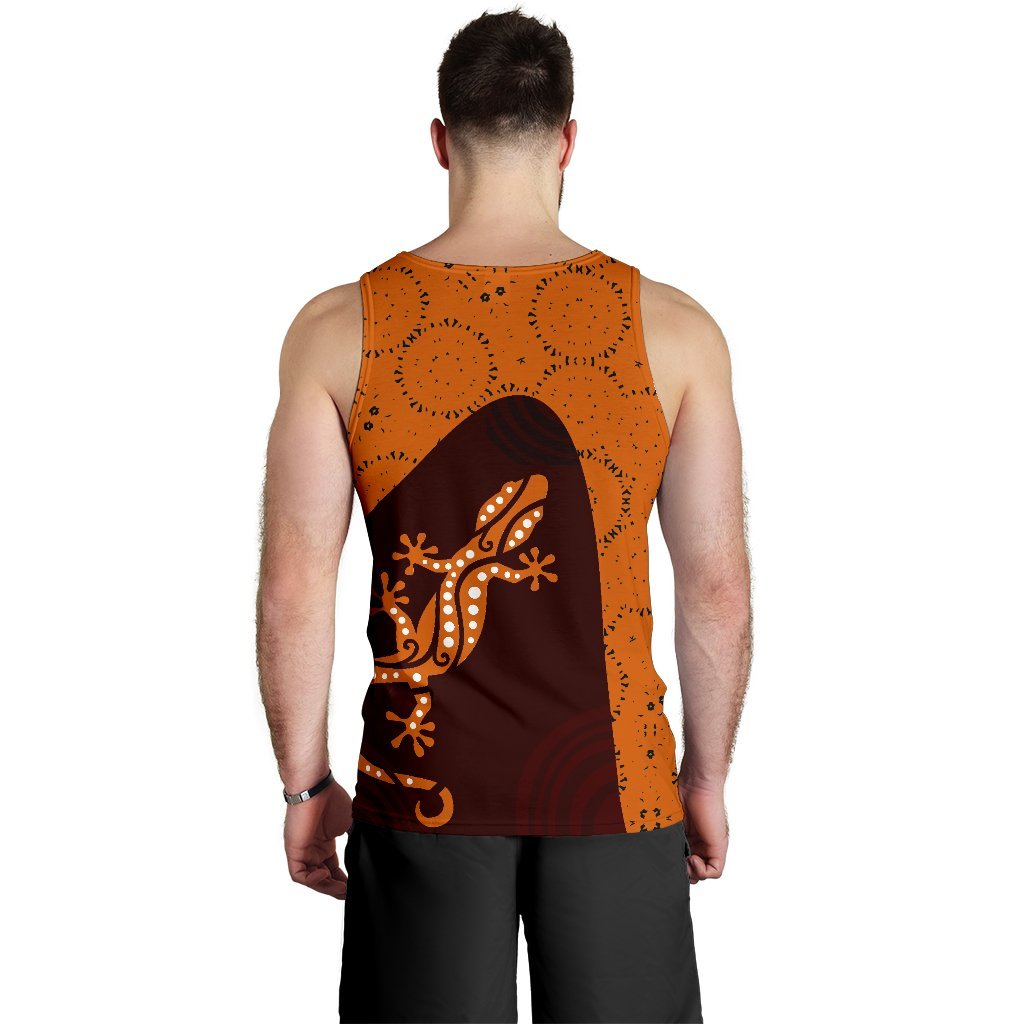 Aboriginal Men's Tank Top - Lizard in Aboriginal Dreaming - Vibe Hoodie Shop