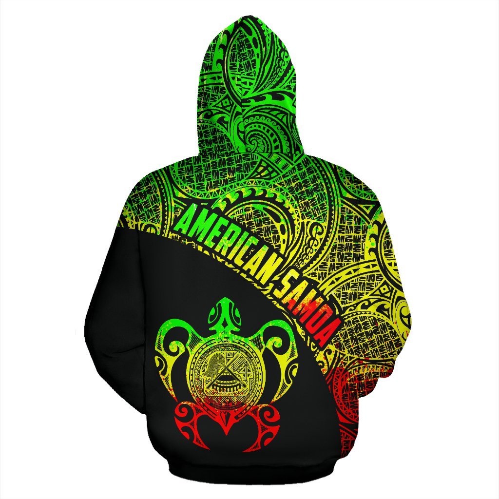 American Samoa Hoodie Turtle With Coat Of Arms - Rasta Style - Vibe Hoodie Shop