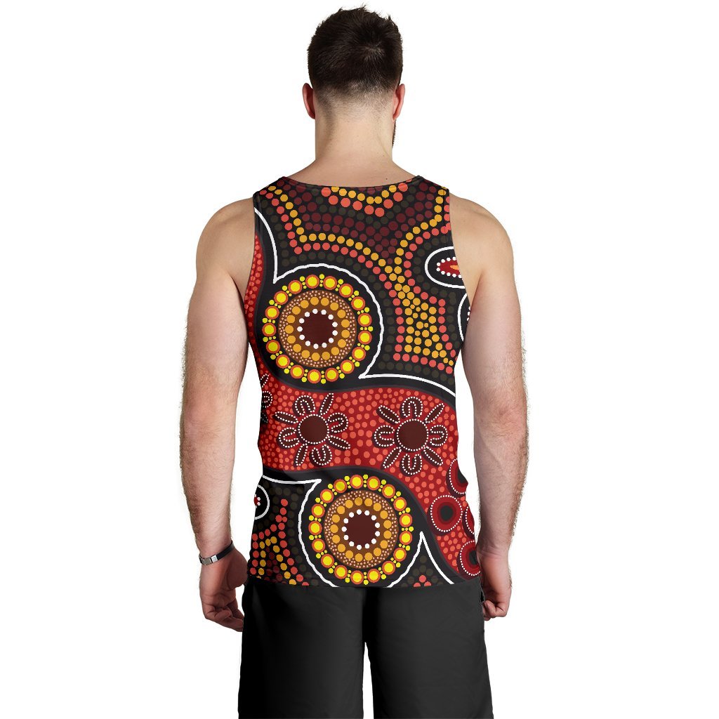 Custom Aboriginal Men's Tank Top - Indigenous Circle Dot Painting Style - - Vibe Hoodie Shop