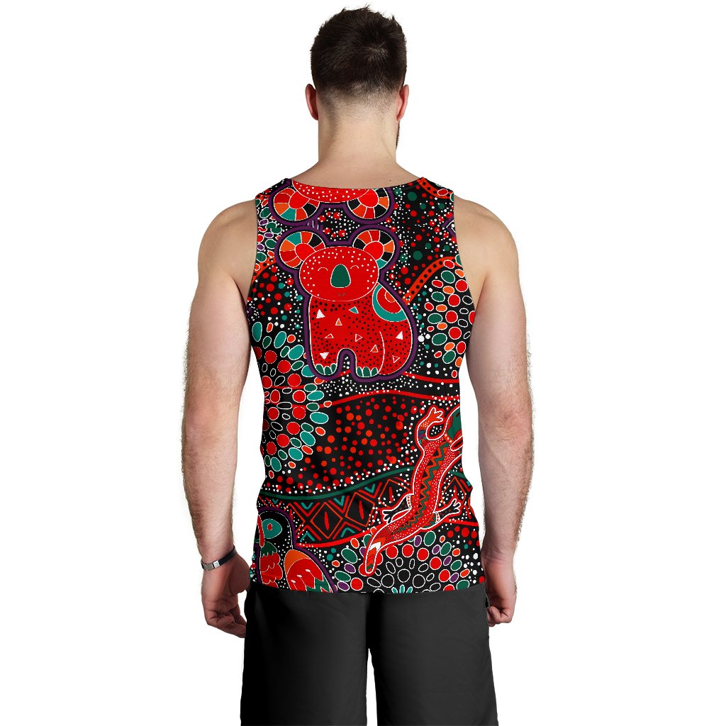 Men's Tank Top - Aboriginal Animal and Dot Acrylic Paint - Vibe Hoodie Shop