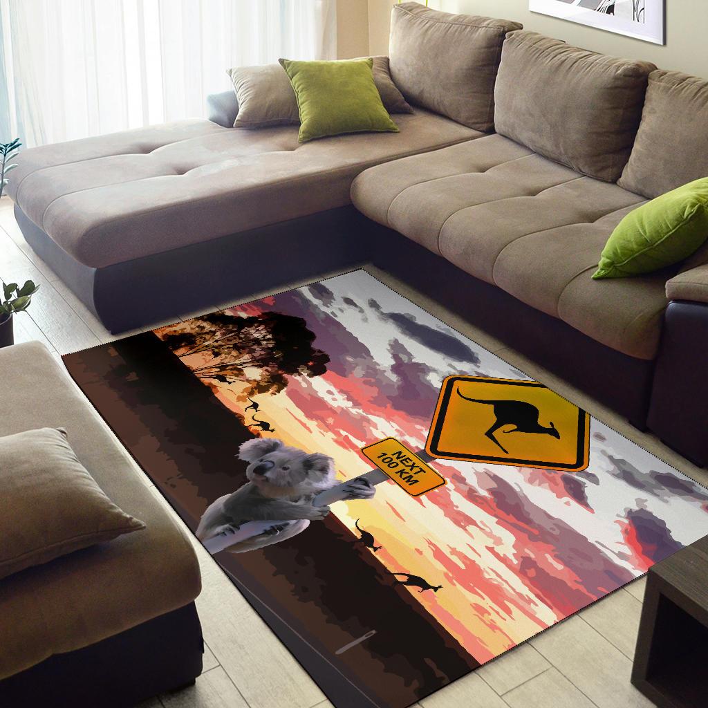 Area Rug - Koala Rug Kangaroo Sign Sunset Landscape Art - Vibe Hoodie Shop