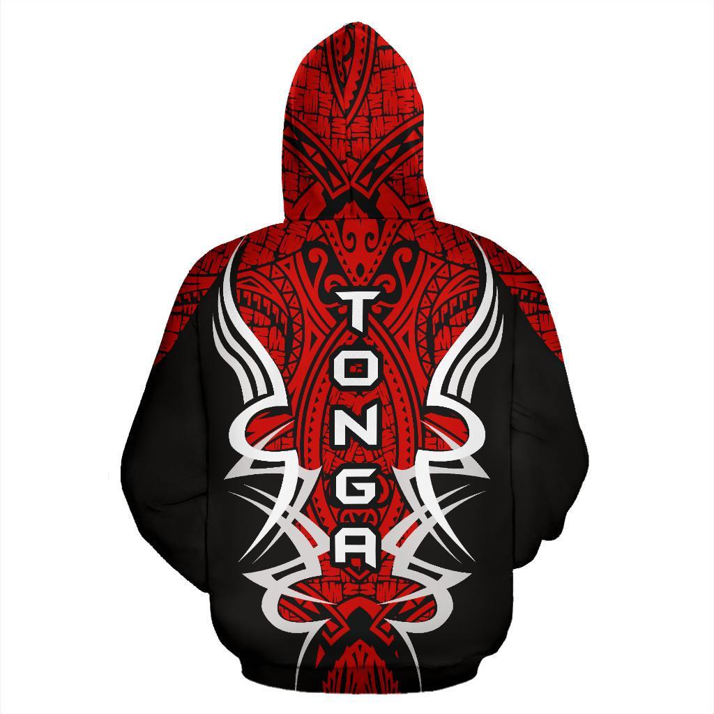 Zip Up Hoodie Tonga Turtle Polynesian Red - Armor Style - Vibe Hoodie Shop