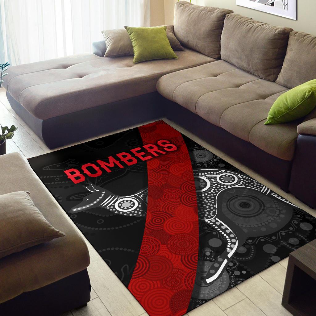 Essendon Area Rug Indigenous Bombers - Black - Vibe Hoodie Shop