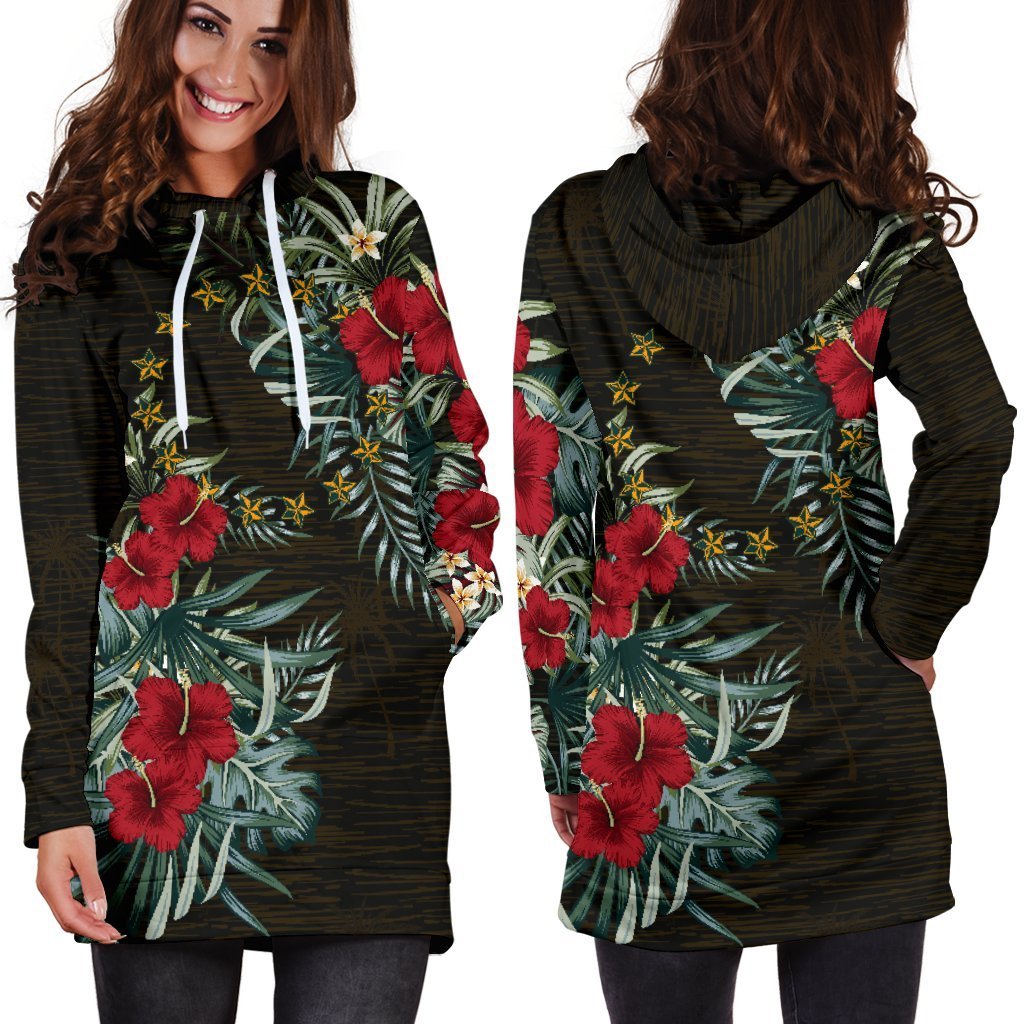 Cook Islands Hibiscus Hoodie Dress - Vibe Hoodie Shop