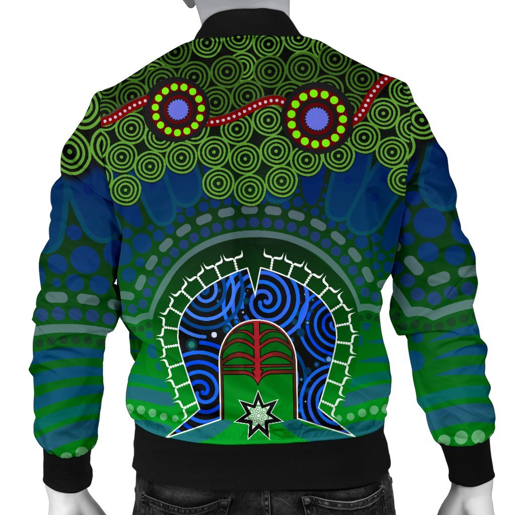 Torres Strait Men's Bomber Jacket - Dhari And Dot Patterns - Vibe Hoodie Shop