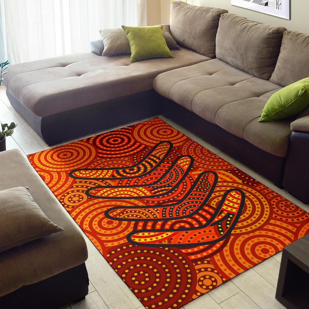 Aboriginal Area Rug - Aboriginal Boomerangs And Dot Circle - Vibe Hoodie Shop