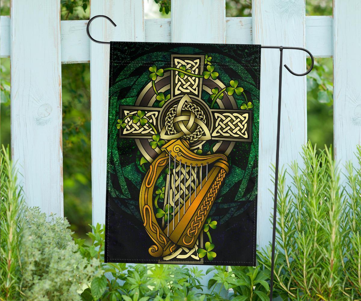 Ireland Celtic Flag - Ireland Coat Of Arms with Celtic Cross - Vibe Hoodie Shop