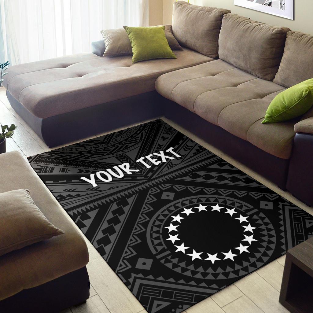 Cook Islands Personalised Area Rug - Seal With Polynesian Tattoo Style (Black) - Vibe Hoodie Shop