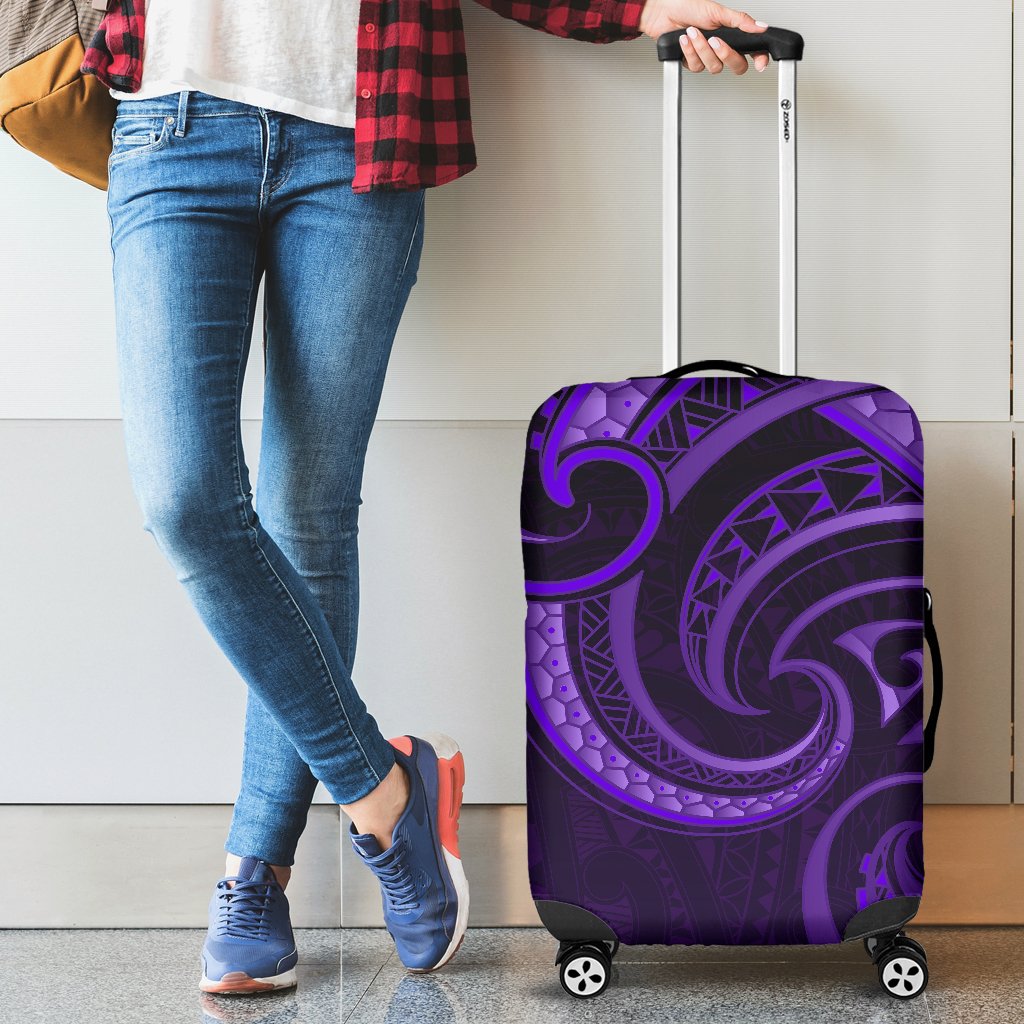 New Zealand Maori Mangopare Luggage Cover Polynesian - Purple - Vibe Hoodie Shop