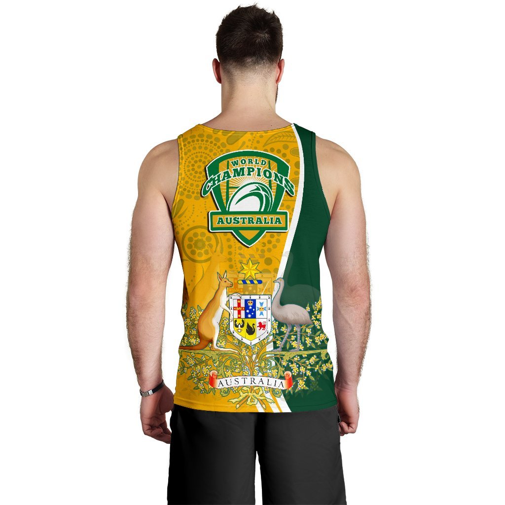 Men's Tank Top - Australia Coat Of Arm In Rugby Style - Vibe Hoodie Shop