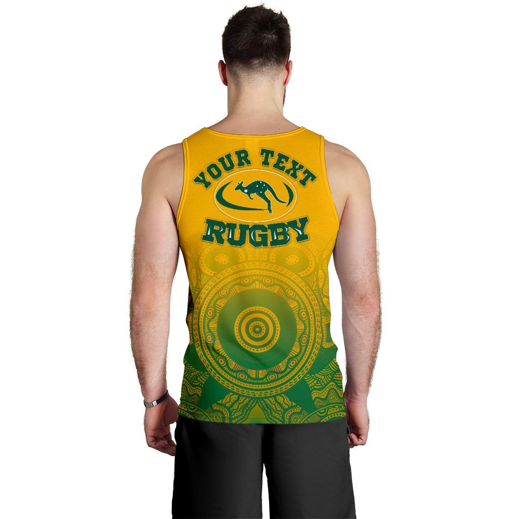 Custom Aboriginal Men's Tank Top, Australia Rugby and Coat Of Arms - Vibe Hoodie Shop