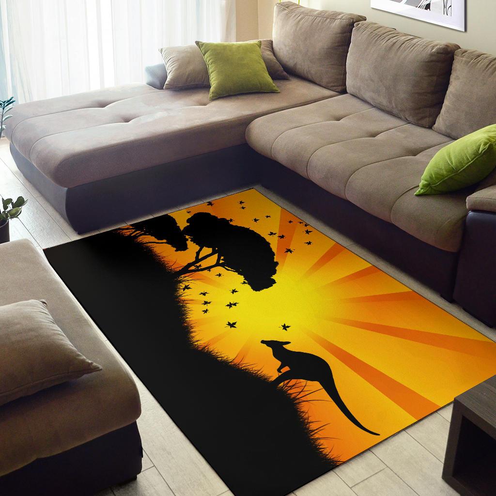 Area Rug - Kangaroo Rug Sunset Landscape Art - Vibe Hoodie Shop