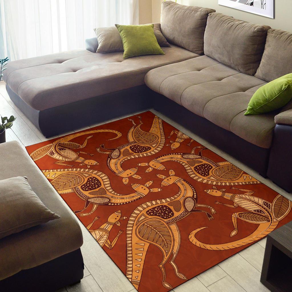 Area Rug - Kangaroo Rug Aboriginal Patterns Ver01 - Vibe Hoodie Shop