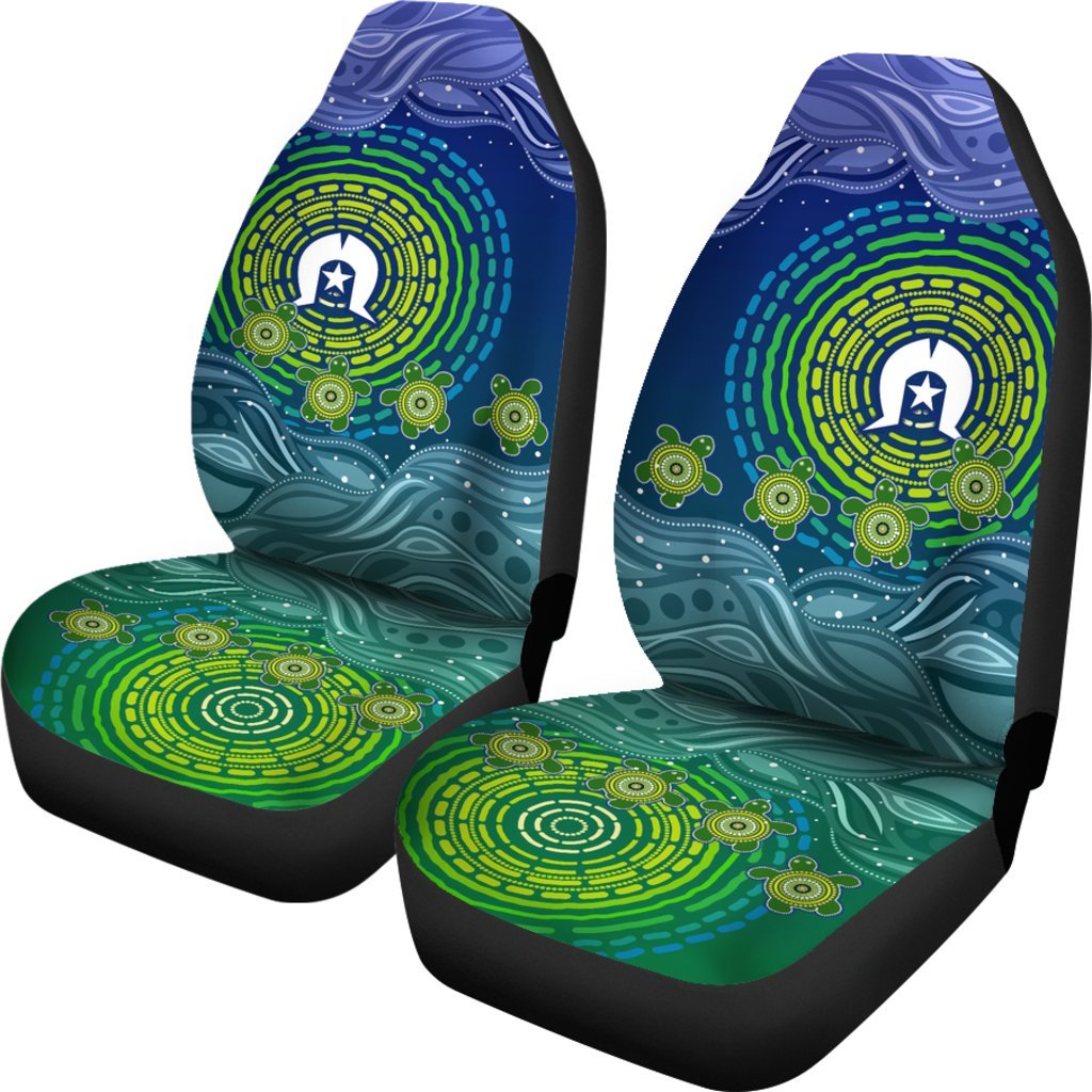 Torres Strait Islanders Car Seat Covers - Aboriginal Turtle - Vibe Hoodie Shop