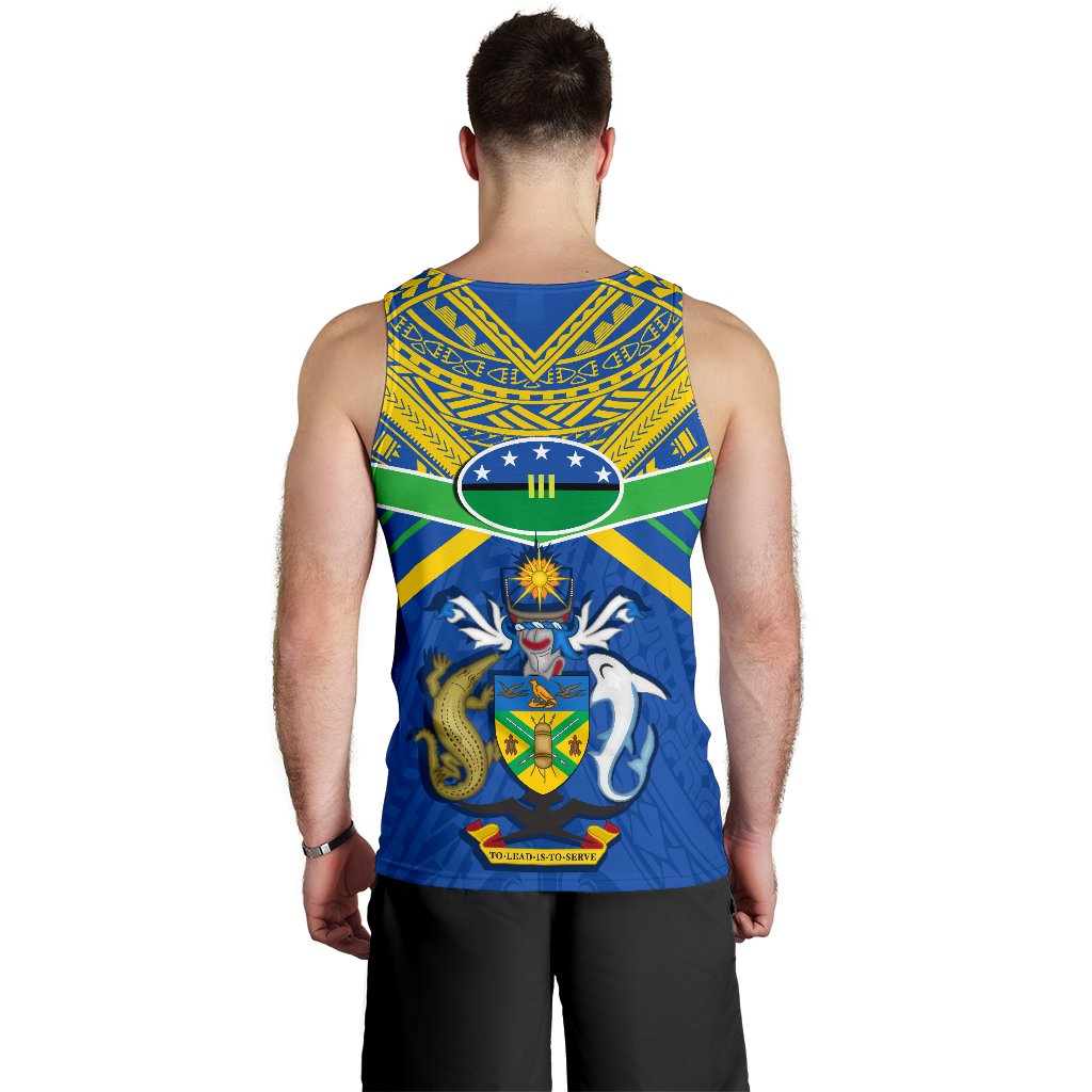 Solomon Islands Men Tank Top Simple Coat Of Arms Rugby - Vibe Hoodie Shop