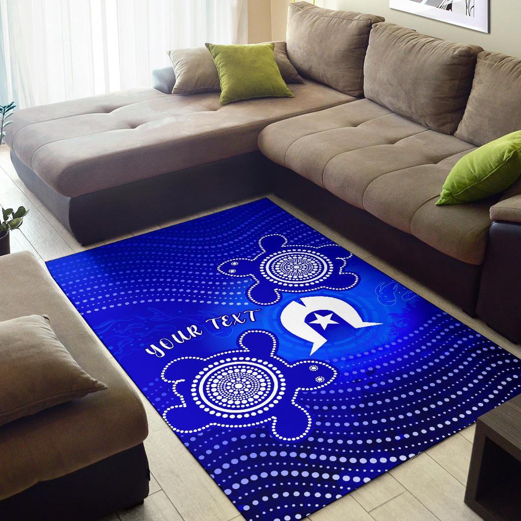 Custom Torres Strait Islanders Area Rug - Torres Symbol With Indigenous Turtle - Vibe Hoodie Shop