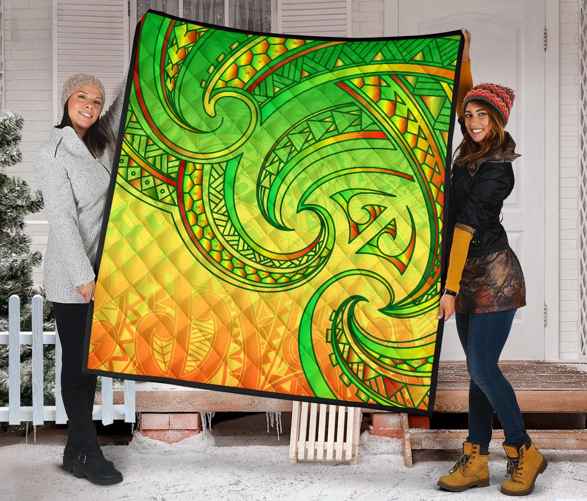 New Zealand Maori Mangopare Premium Quilt Polynesian - Rasta - Vibe Hoodie Shop