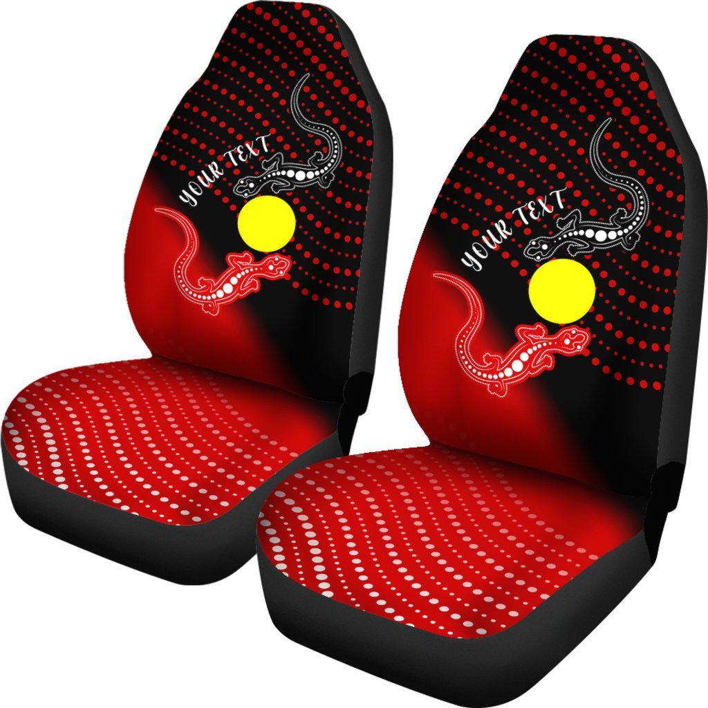 Custom Aboriginal Car Seat Covers - Two Indigenous Lizard - Vibe Hoodie Shop