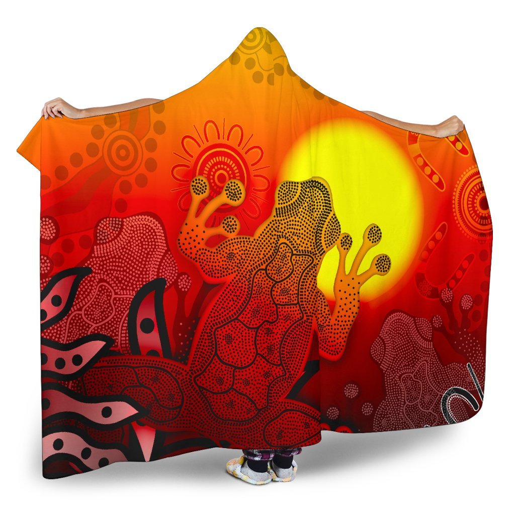 aboriginal-hooded-blanket-indigenous-frog-red