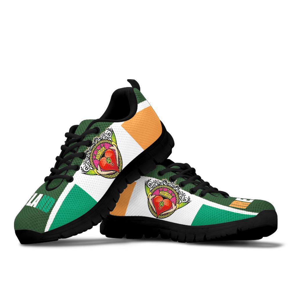 Celtic Ireland Sneakers - Ireland Flag With Claddagh Ring - Vibe Hoodie Shop