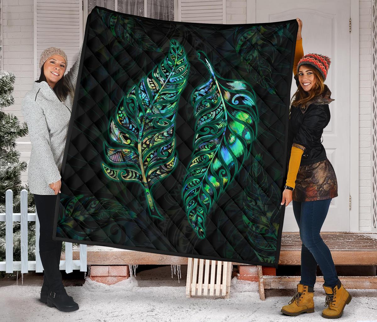 New Zealand Silver Fern Couple Premium Quilt Paua Shell - Vibe Hoodie Shop