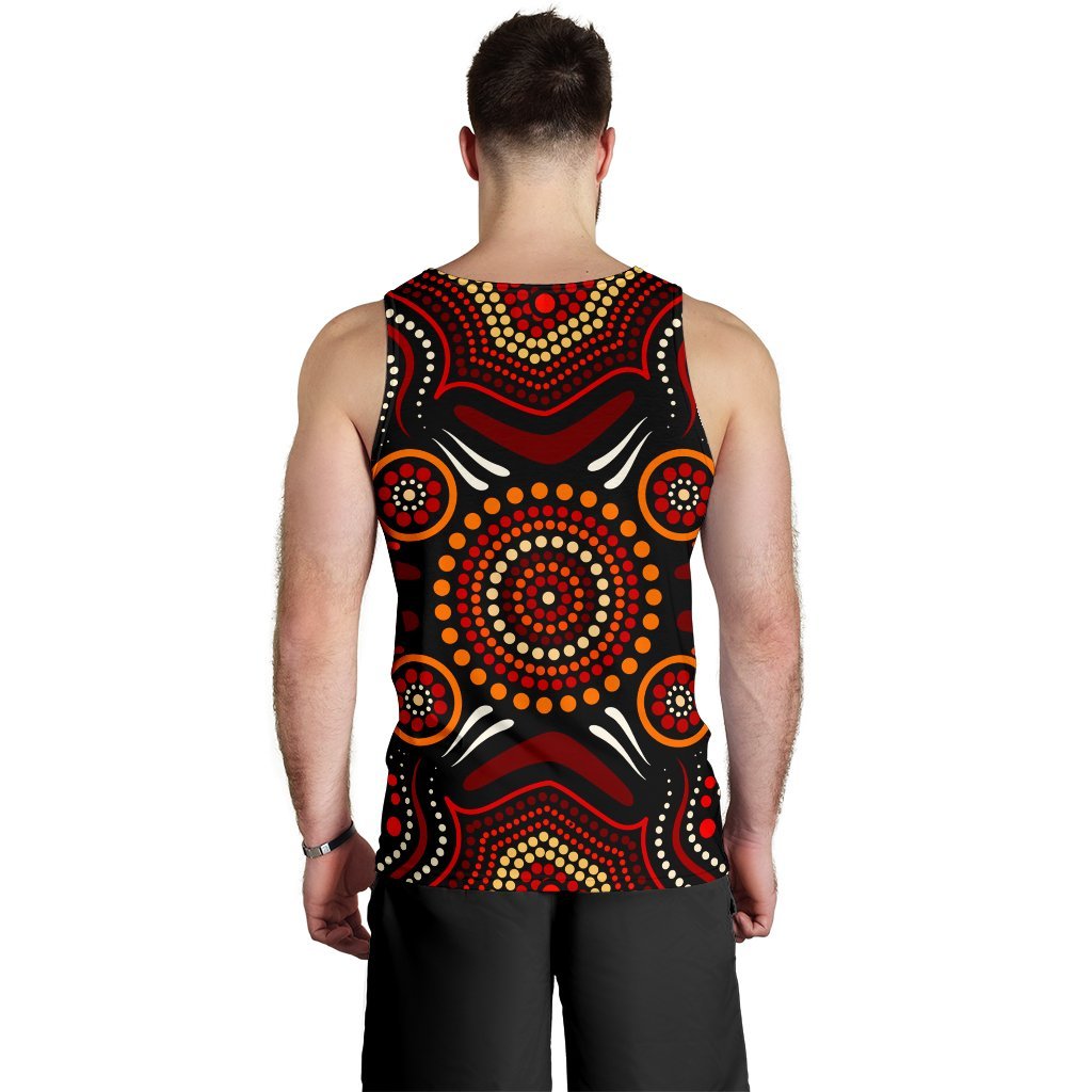 Aboriginal Men's Tank Top - Aboriginal Boomerangs With Dot Painting Pattern - Vibe Hoodie Shop