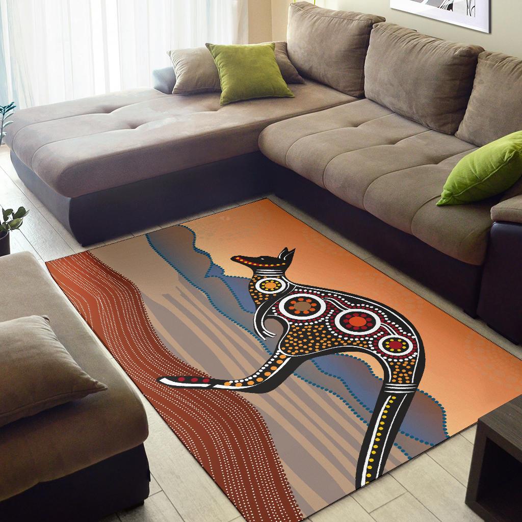 Area Rug - Kangaroo Rug Aboriginal Dot Painting Ver01 - Vibe Hoodie Shop