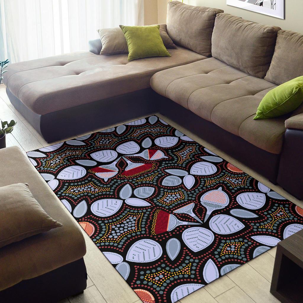 Area Rug - Aboriginal Eucalyptus Seamless Pattern - Vibe Hoodie Shop