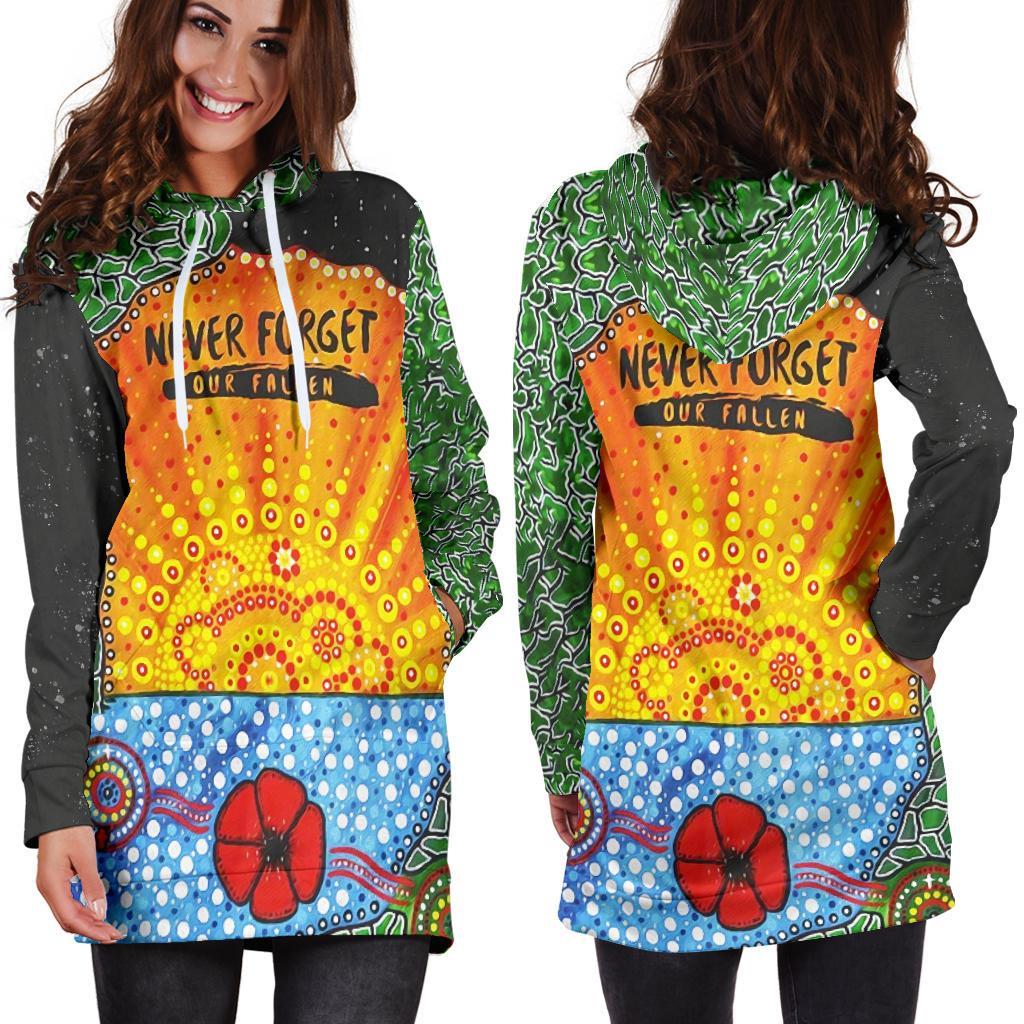 ANZAC Day Hoodie Dress - Lest We Forget Poppy - Vibe Hoodie Shop