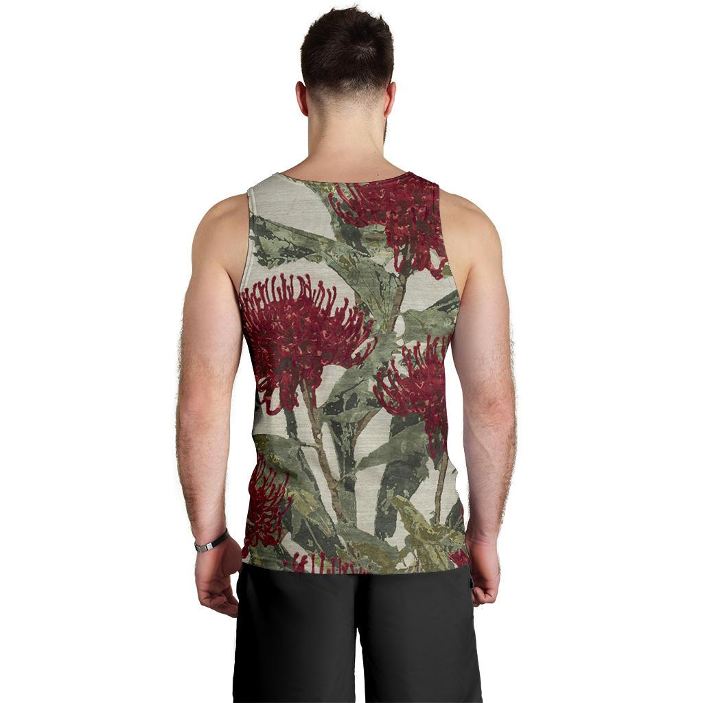 Men Tank Top - Kangaroo Mens Tank Waratah Painting - Vibe Hoodie Shop