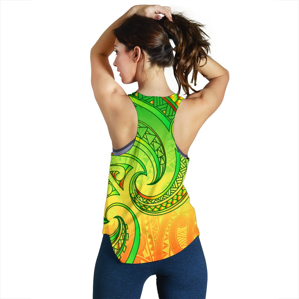 New Zealand Maori Mangopare Women Racerback Tank Polynesian - Rasta - Vibe Hoodie Shop