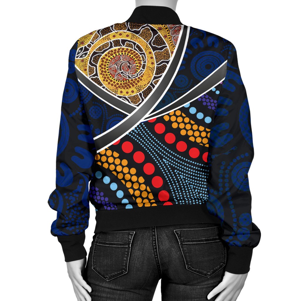Aboriginal Bomber Jacket - Aboriginal Dot Panting Art With Snake - Vibe Hoodie Shop