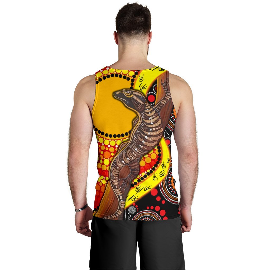 Men's Tank Top - Australian Aboriginal Dot Painting Sun and Lizard - Vibe Hoodie Shop