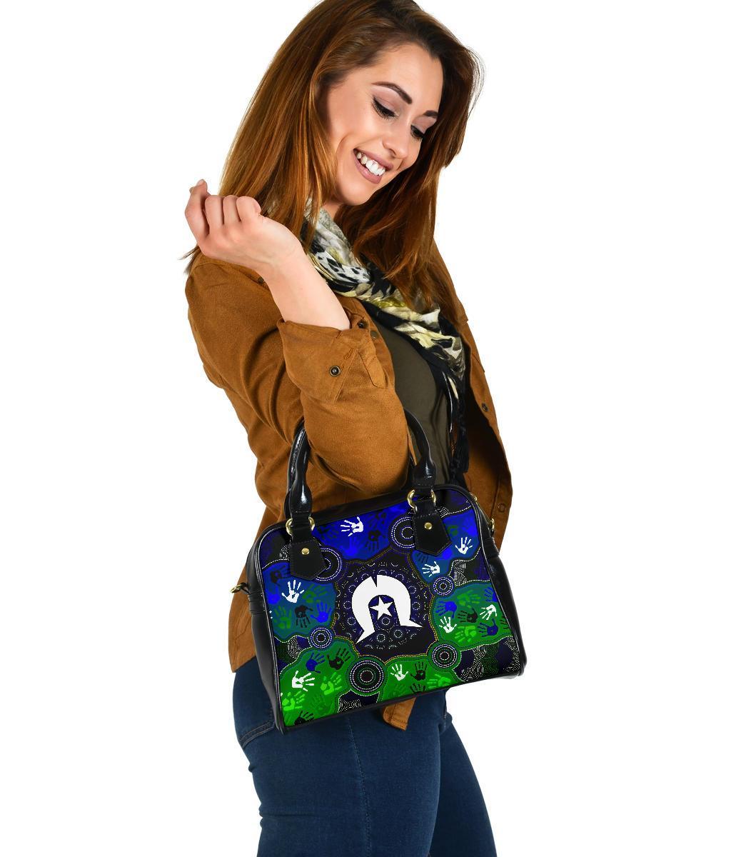 Aboriginal Shoulder Handbag - Torres Strait Symbol With Indigenous Patterns - Vibe Hoodie Shop