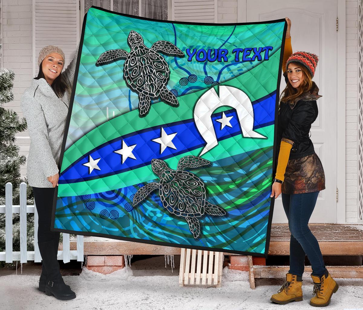 Personalised Premium Quilt - Torres Strait Flag And Turtle - Vibe Hoodie Shop