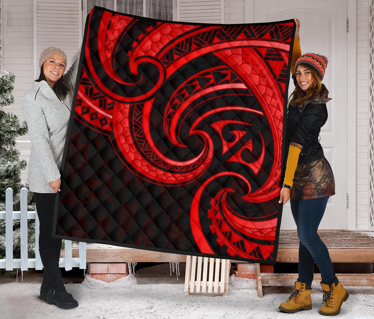 New Zealand Maori Mangopare Premium Quilt Polynesian - Red - Vibe Hoodie Shop