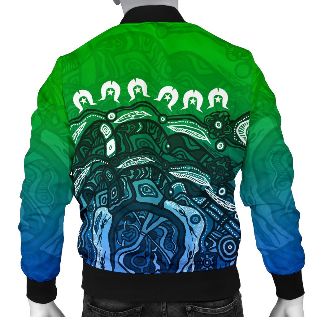 Custom Torres Strait Islands Men's Bomber Jacket - Blue - Vibe Hoodie Shop