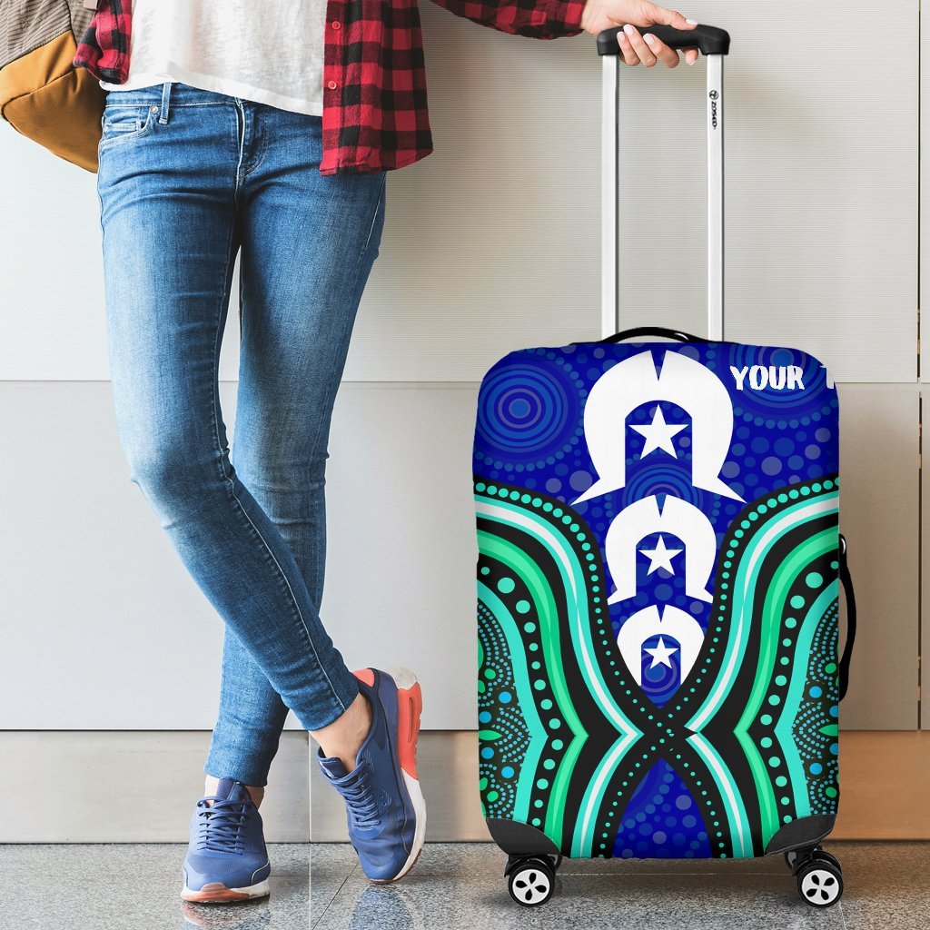 Torres Strait Personalised Luggage Covers - Torres Strait Symbol And Aboriginal Patterns - Vibe Hoodie Shop