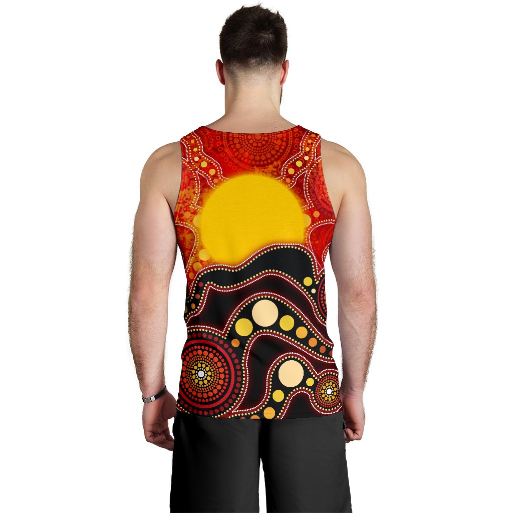 Aboriginal Men's Tank, Aboriginal Lives Matter Flag Dot Painting Art - Vibe Hoodie Shop