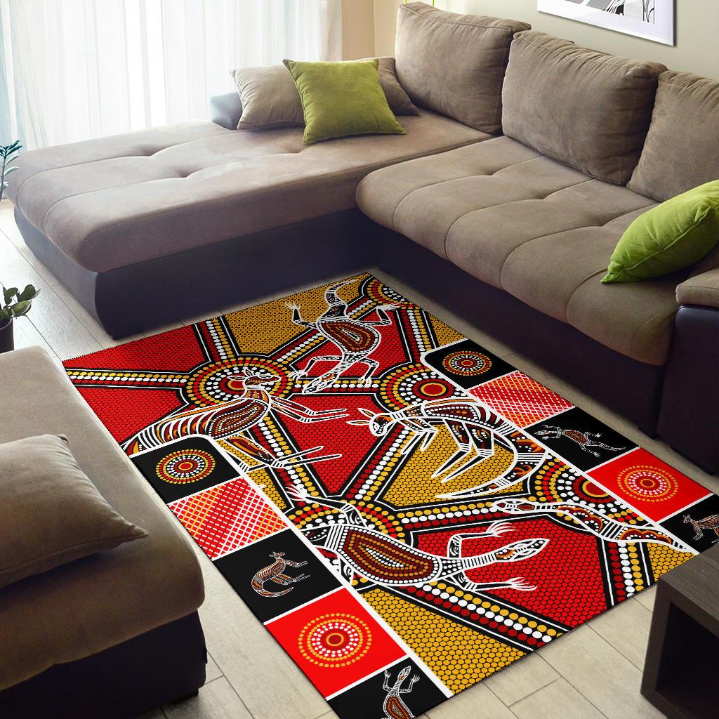 Aboriginal Area Rug, Kangaroo Dot Painting Patterns - Vibe Hoodie Shop