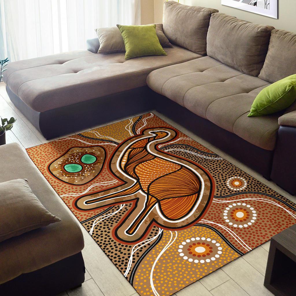 Aboriginal Area Rug - Indigenous Emu Vintage Stye - Vibe Hoodie Shop